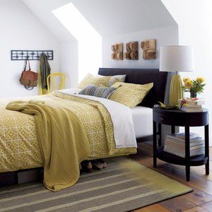 CRATE & BARREL *King* Taza Pattern Duvet Cover 100% Cotton